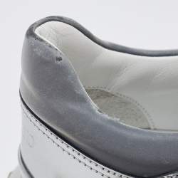 Pre Owned Valentino Silver Leather VLTN Bounce Sneakers Size 37.5