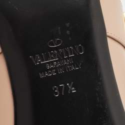 Pre Owned Valentino Beige Leather Roman Stud Mules Size 37.5