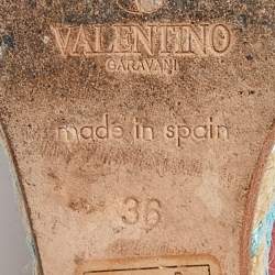 مملوكة مسبقًا Valentino Multicolor Leather Espadrille Wedge Ankle Strap Sandals Size 36