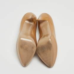 Pre Owned Valentino Beige Patent Leather Platform Pumps Size 36
