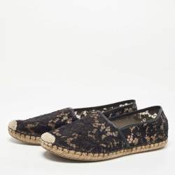 Valentino Black Mesh and Lace Espadrille Flats Size 40