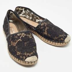 Valentino Black Mesh and Lace Espadrille Flats Size 40