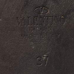 Pre Owned Valentino Black Leather Rockstud  Ankle Strap Sandals Size 37