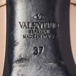 Pre Owned Valentino Pink Leather Roman Stud Pointed Toe Mules Size 37