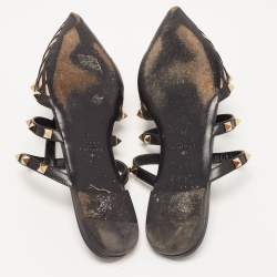 Pre Owned Valentino Brown/Black Leather Rockstud Strappy Flat Mules Size 38