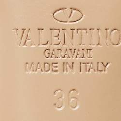 Pre Owned Valentino Yellow/Pink Leather Rockstud Ankle Strap Pumps Size 36