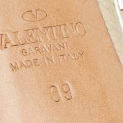 Pre Owned Valentino Gold Foil Leather Rockstud Strappy Pointed Toe Pumps Size 39