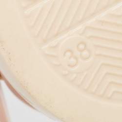 Pre Owned Valentino Pink Rubber Escape V logo Slingback Flat Sandals Size 38