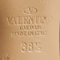 Pre Owned Valentino Black Leather Rockstud Strappy Pointed Toe Pumps Size 38.5