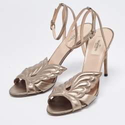 Valentino Metallic Bronze Leather Ankle Strap Sandals Size 40