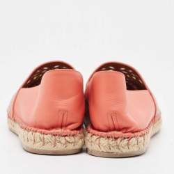 Pre Owned Valentino Coral Embroidered Leather Espadrilles Size 36