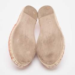 Pre Owned Valentino Coral Embroidered Leather Espadrilles Size 36
