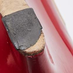 Pre Owned Valentino Red/Beige Patent and Leather Wedge Rockstud Pumps Size 39