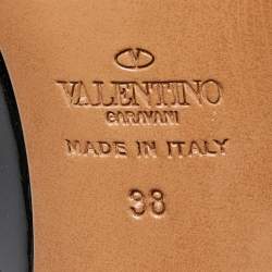 Pre Owned Valentino Black Patent and Leather Studded Pointed Toe Pumps Size 38