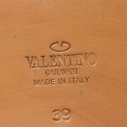 Pre Owned Valentino Black Leather Rockstud Ankle Boots Size 39