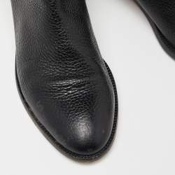 Pre Owned Valentino Black Leather Rockstud Ankle Boots Size 39