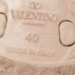 Pre Owned Valentino Beige Jelly  Rockstud Flat Slides Size 40