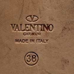 Pre Owned Valentino Red Lace Espadrille Flats Size 38