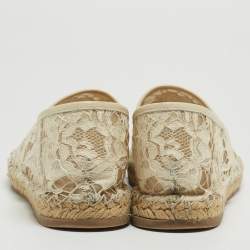 Pre Owned Valentino White Lace Espadrille Flats Size 38