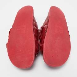 Pre Owned Valentino Dark Red Leather Atelier 03 Rose Edition Slides Size 39
