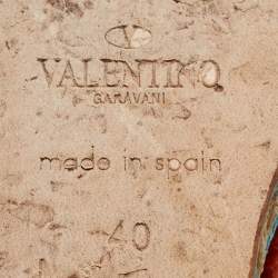 Pre Owned Valentino Pink Leather Criss Cross Wedge Platform Espadrille Ankle Wrap Sandals Size 40