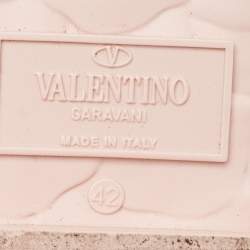 Pre Owned Valentino Pink Rubber Rose Atelier Slide Sandals Size 42