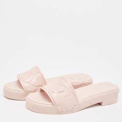 Pre Owned Valentino Pink Rubber Rose Atelier Slide Sandals Size 42