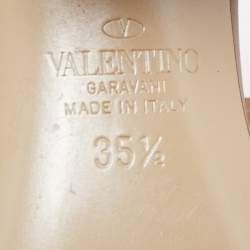 Pre Owned Valentino Dusty Pink Leather Rockstud Strappy Block Heel Sandals Size 35.5