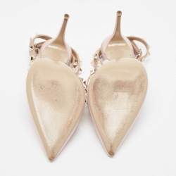 Pre Owned Valentino Pink Leather Rockstud Strappy Pointed Toe Pumps Size 39