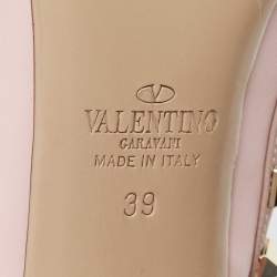 Pre Owned Valentino Pink Leather Rockstud Strappy Pointed Toe Pumps Size 39