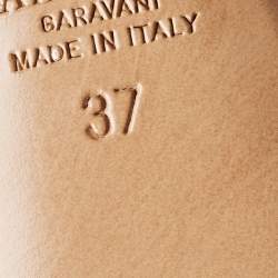 Pre Owned Valentino Metallic Gold Leather Rockstud Ankle Strap Sandals Size 37