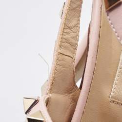 Pre Owned Valentino Pink Leather Rockstud Ankle Strap Pumps Size 38.5