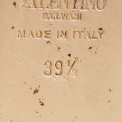 Pre Owned Valentino Black Leather Rockstud Flat Slides Size 39.5