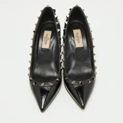 Pre Owned Valentino Black Patent Leather Rockstud Pumps Size 36