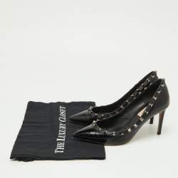 Pre Owned Valentino Black Patent Leather Rockstud Pumps Size 36
