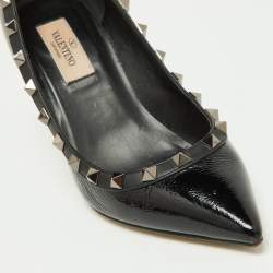 Pre Owned Valentino Black Patent Leather Rockstud Pumps Size 36