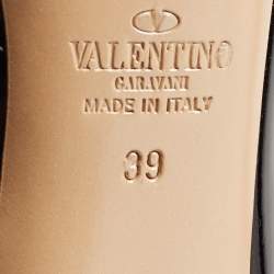 Pre Owned Valentino Black Patent Leather Rockstud Peep Toe Pumps Size 39