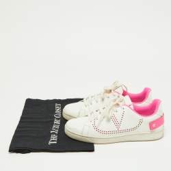 Pre Owned Valentino White Leather Vlogo Rockstud Low Top Sneakers Size 36