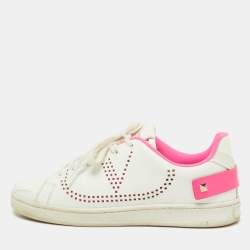 Valentino White Leather Vlogo Rockstud Low Top Sneakers Size 36