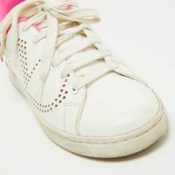 Pre Owned Valentino White Leather Vlogo Rockstud Low Top Sneakers Size 36
