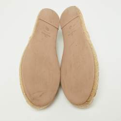 Pre Owned Valentino Off White Lace Espadrille Flats Size 37