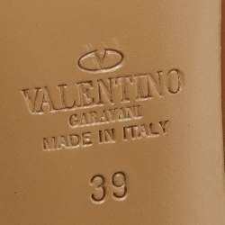 Pre Owned Valentino Brown/Pink Leather Rockstud Strappy Pointed Toe Pumps Size 39