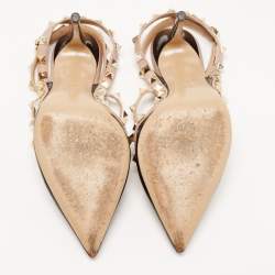 Pre Owned Valentino Black/Beige Patent Leather Rockstud Pumps Size 36