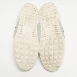 Pre Owned Valentino White/Silver Leather Rockstud Slip On Sneakers Size 36