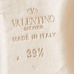 Pre Owned Valentino Cream Patent Leather Rockstud Ballet Flats Size 39.5