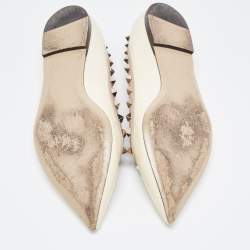 Pre Owned Valentino Cream Patent Leather Rockstud Ballet Flats Size 39.5