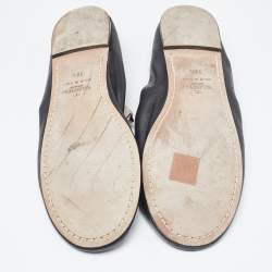 Pre Owned Valentino Black Leather Rockstud Mary Jane Bow Ballet Flats Size 38.5