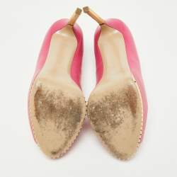Pre Owned Valentino Pink Leather Rockstud Open Toe Pumps Size 39