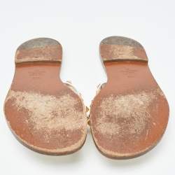 Pre Owned Valentino White Patent Leather Rockstud Flat Slides Size 36.5