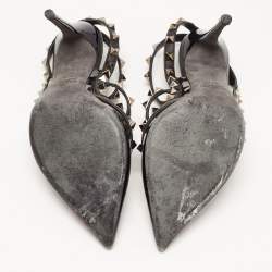 Pre Owned Valentino Black Patent Leather Rockstud Pumps Size 37.5